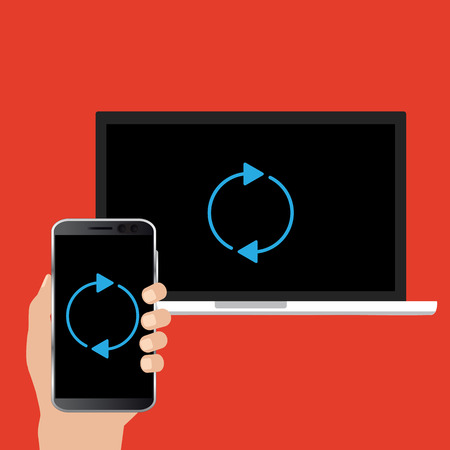 Synchronize device connection icon. Vector illustrationのイラスト素材