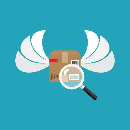 Parcel or order tracking concept. Parcel packaging box with bar-code icon. Vector illustrationのイラスト素材