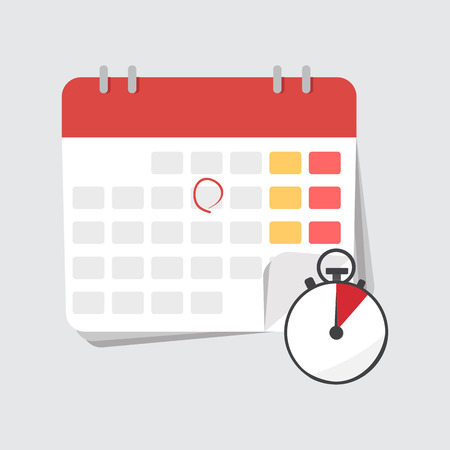 Date and time icon. Stopwatch and calendar. Vectorのイラスト素材