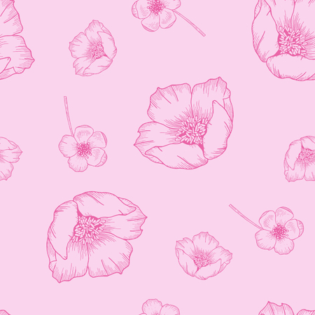 Trendy floral pattern. Isolated seamless pattern. Vintage background. Wallpaper.  Hand drawn. Vector illustration.のイラスト素材