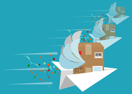 Delight present. Surprise concept. Gift box, birthday package. Vector illustrationのイラスト素材
