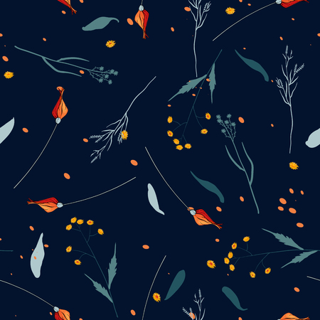 Blossom flowering seamless pattern. Vintage background, wallpaper. Blooming realistic garden flowers. Hand drawn. Vector illustration.のイラスト素材