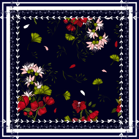 Beautiful fashion flower pattern. Hand drawn modern print. Invitation floral background. Vector illustrationのイラスト素材