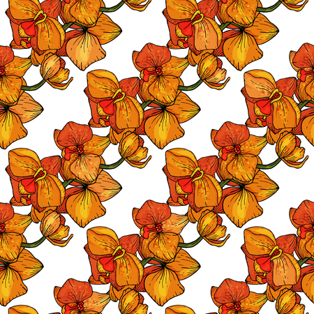 Bohemian bunch flower seamless print. Hand drawn flowering pattern. Vector illustration for fashion, fabric. Scarf printsのイラスト素材
