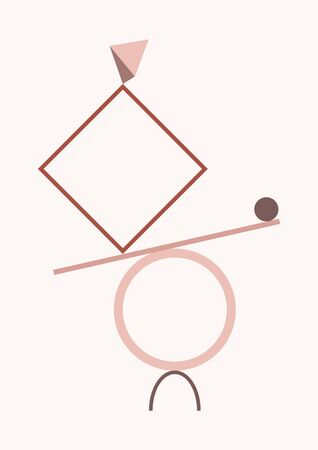 Contemporary doodle illustration with hand drawn various shapes. Simple vector decorative geometric elements. Cartoon trendy set, modern design.のイラスト素材
