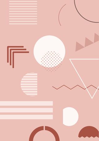Contemporary pastel doodle illustration with hand drawn various shapes. Simple vector decorative geometric elements. Cartoon trendy set, modern design.のイラスト素材