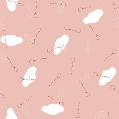 Trendy abstract doodle seamless illustration. Nature color, pastel vector drawing. Modern monochrome background.のイラスト素材