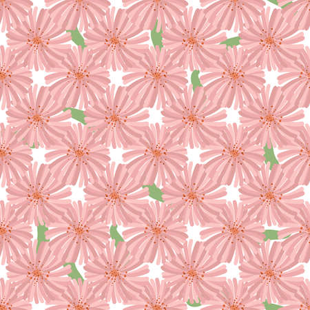 Blossom floral seamless pattern. Orange, pink, red Blooming realistic isolated flowers. Hand drawn vector illustration.のイラスト素材