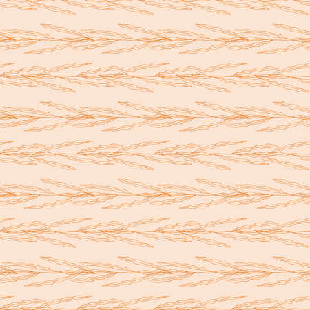 Bohemian garden with wild orange flowers in hand drawn style. Vintage boho seamless pattern, bouquet decoration. Cute vector floral designのイラスト素材