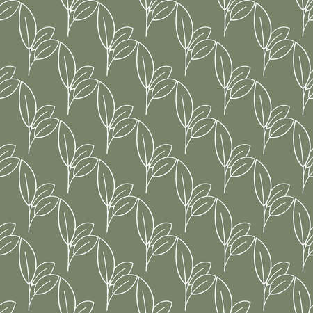 Exotic pattern with tropical leaves in jungle hawaii style. Hand drawing summer decoration of green painting palm foliage or plants and vintage garden flowers. Trendy seamless vector design.のイラスト素材