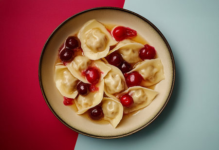 Steamed dumplings filled with sweet cherry, a wholesome main dish made from local farm produce, nutritious and flavorful.の素材