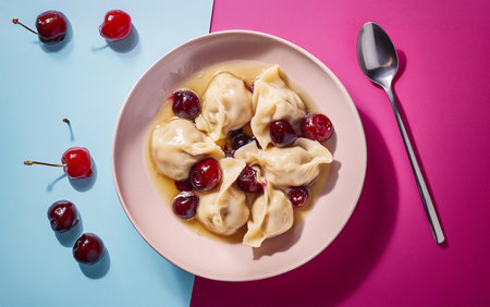 Steamed dumplings filled with sweet cherry, a wholesome main dish made from local farm produce, nutritious and flavorful.の素材