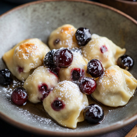 Steamed dumplings filled with sweet cherry, rustic, a wholesome main dish made from local farm produce, nutritious and flavorful.の素材