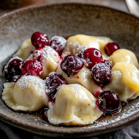 Steamed dumplings filled with sweet cherry, rustic, a wholesome main dish made from local farm produce, nutritious and flavorful.の素材
