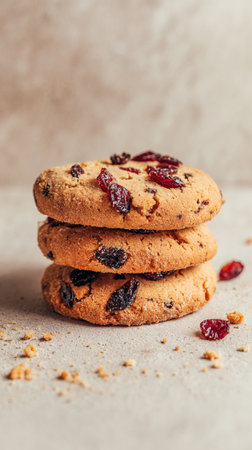 Homemade cookies on baking paper, golden and crispy with chocolate chips, stack, . Sweet aroma, cozy warmth, and irresistible dessert appeal.の素材