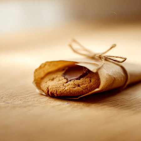 Freshly baked cookies and biscuits stacked on parchment paper. Crunchy, golden, homemade treats â the perfect cozy dessert momentの素材