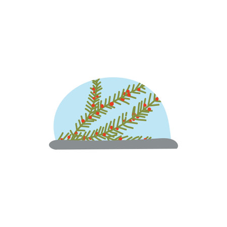 Magical snow globe with glass dome and snowflakes, perfect Christmas holiday decoration.のイラスト素材