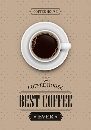 Poster vector template with coffee. Advertising for coffee shop or cafe.のイラスト素材