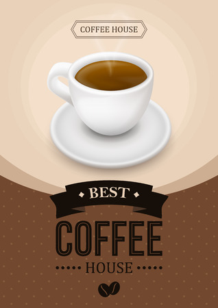 Poster vector template with coffee. Advertising for coffee shop or cafe.のイラスト素材
