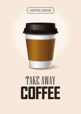 Poster vector template with coffee. Advertising for coffee shop or cafe.のイラスト素材