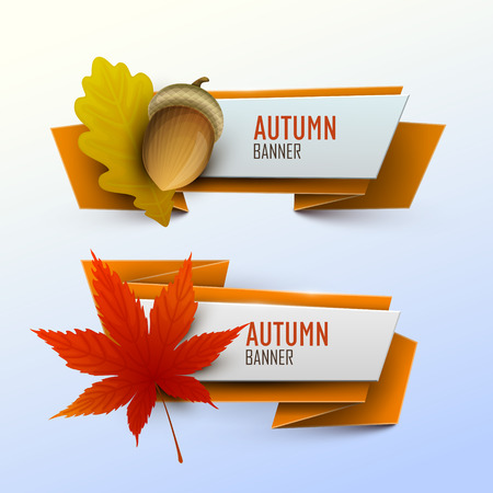 Set of vector banners with autumn leaves.のイラスト素材