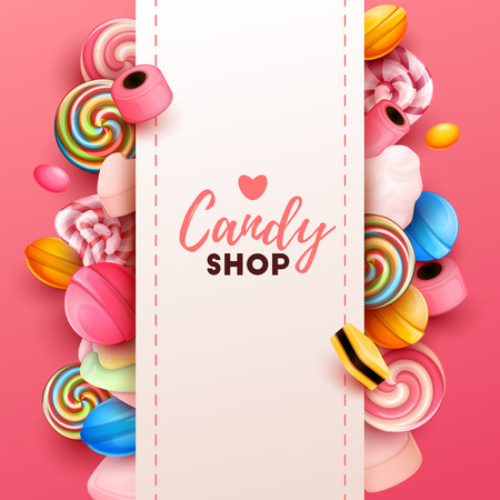 Colorful background with sweets. Vector Illustrationのイラスト素材