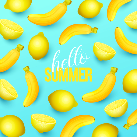 Summer background with fruits. Vector illustration.のイラスト素材
