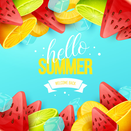Summer background with fruits. Vector illustration.のイラスト素材