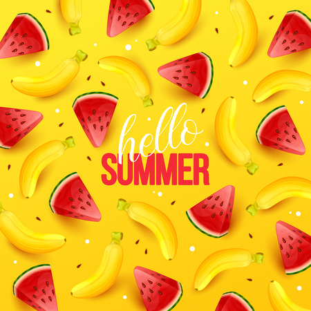Summer background with fruits. Vector illustration.のイラスト素材