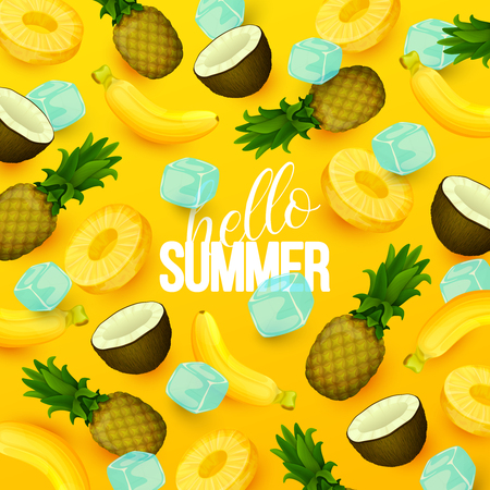 Summer background with fruits. Vector illustration.のイラスト素材