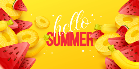 Summer background with fruits. Vector illustration.のイラスト素材