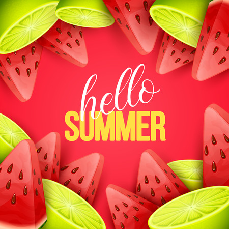 Summer background with fruits. Vector illustration.のイラスト素材