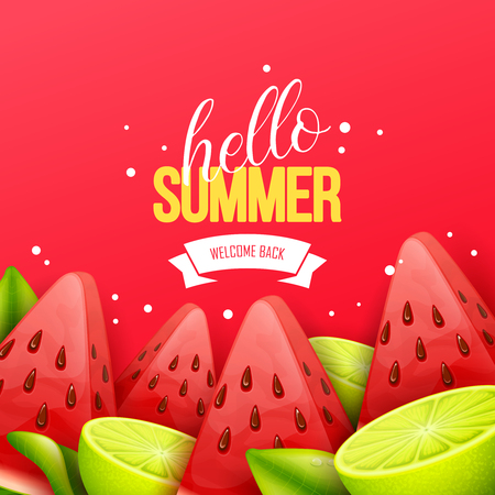 Summer background with fruits. Vector illustration.のイラスト素材