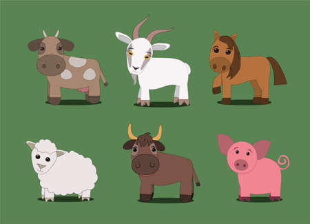 Collection of cartoon domestic animalsのイラスト素材