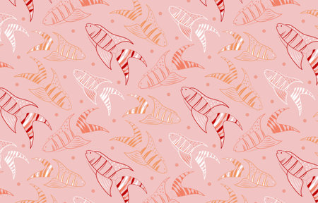 Beautiful and pink pattern with macropod fish.