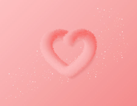 Happy Valentines day poster with fluffy heartのイラスト素材