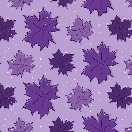 Seamless pattern with cartoon purple Maple leaves.のイラスト素材