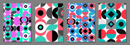 Geometric abstract retro Covers in Bauhaus style.