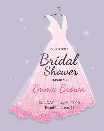 Bridal Shower invitation card with wedding dress.のイラスト素材