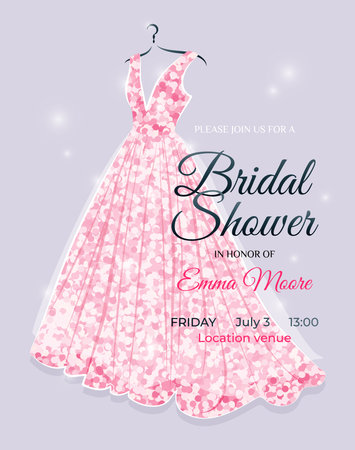 Bridal Shower invitation card with wedding dress.のイラスト素材