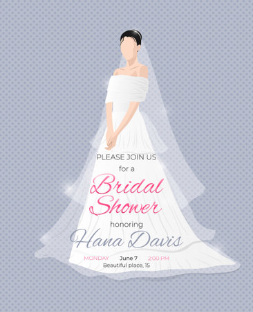 luxurious Bridal Shower invitation card with Brideのイラスト素材