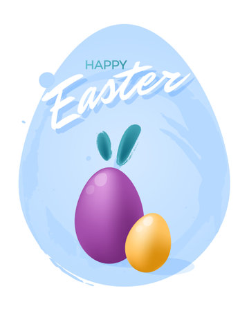 Happy Easter card. Easter design with typography and eggs.のイラスト素材