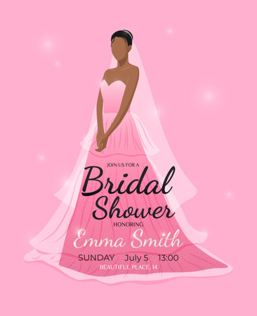 luxurious Bridal Shower invitation card with Brideのイラスト素材