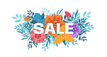 Spring or summer Sale banner with flowers.のイラスト素材