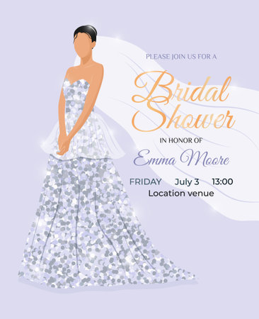 luxurious Bridal Shower invitation card with Brideのイラスト素材