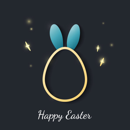Happy Easter banner. Egg with rabbit ears.のイラスト素材