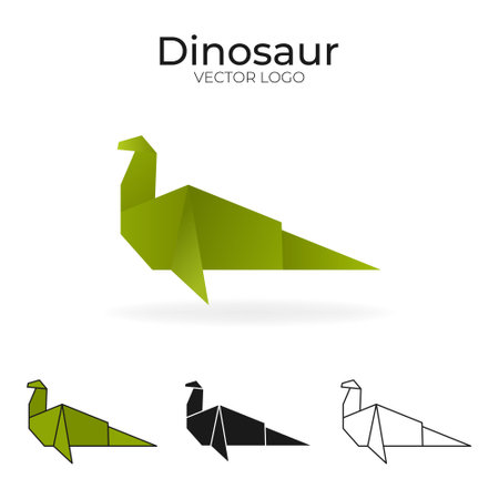 Origami vector logo and icon with dinosaur.のイラスト素材