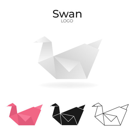 Origami vector logo and icon with swan.のイラスト素材