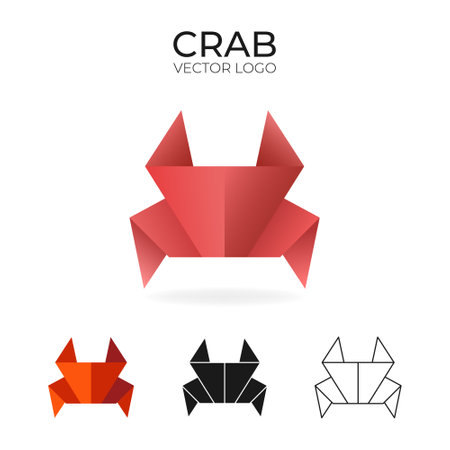 Origami vector logo and icon with crab.のイラスト素材
