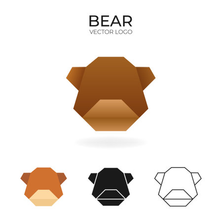 Origami vector logo and icon with bear.のイラスト素材